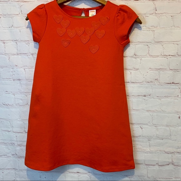 New Gymboree reddish-orange dress with hearts 7